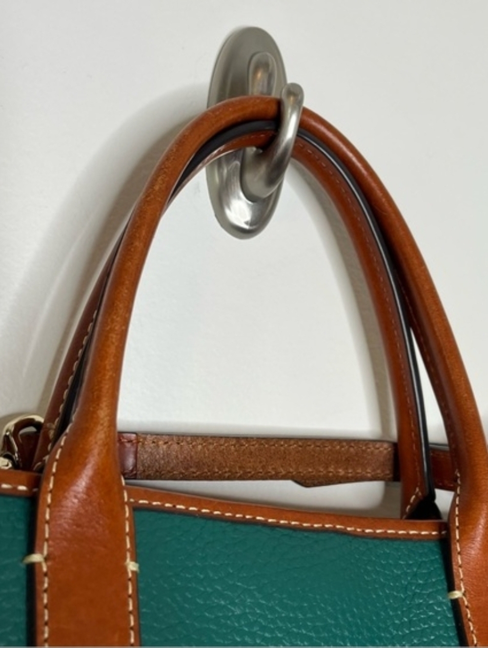 Dooney & Bourke Brielle Green Pebbled Leather Satchel Handbag Shoulder Bag - Picture 6 of 7